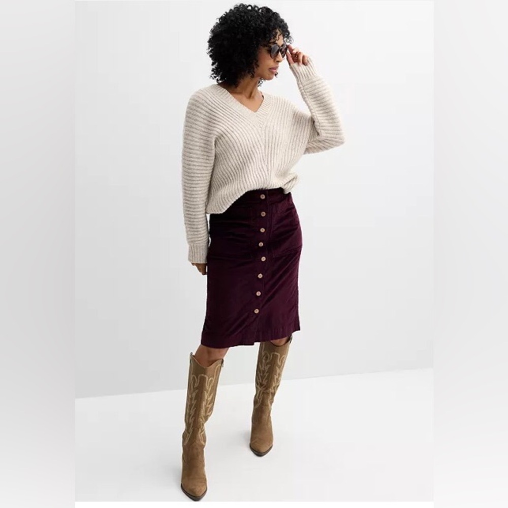 NWOT.  Sonoma Good for Life Burgundy Button-Down Skirt - Size 12